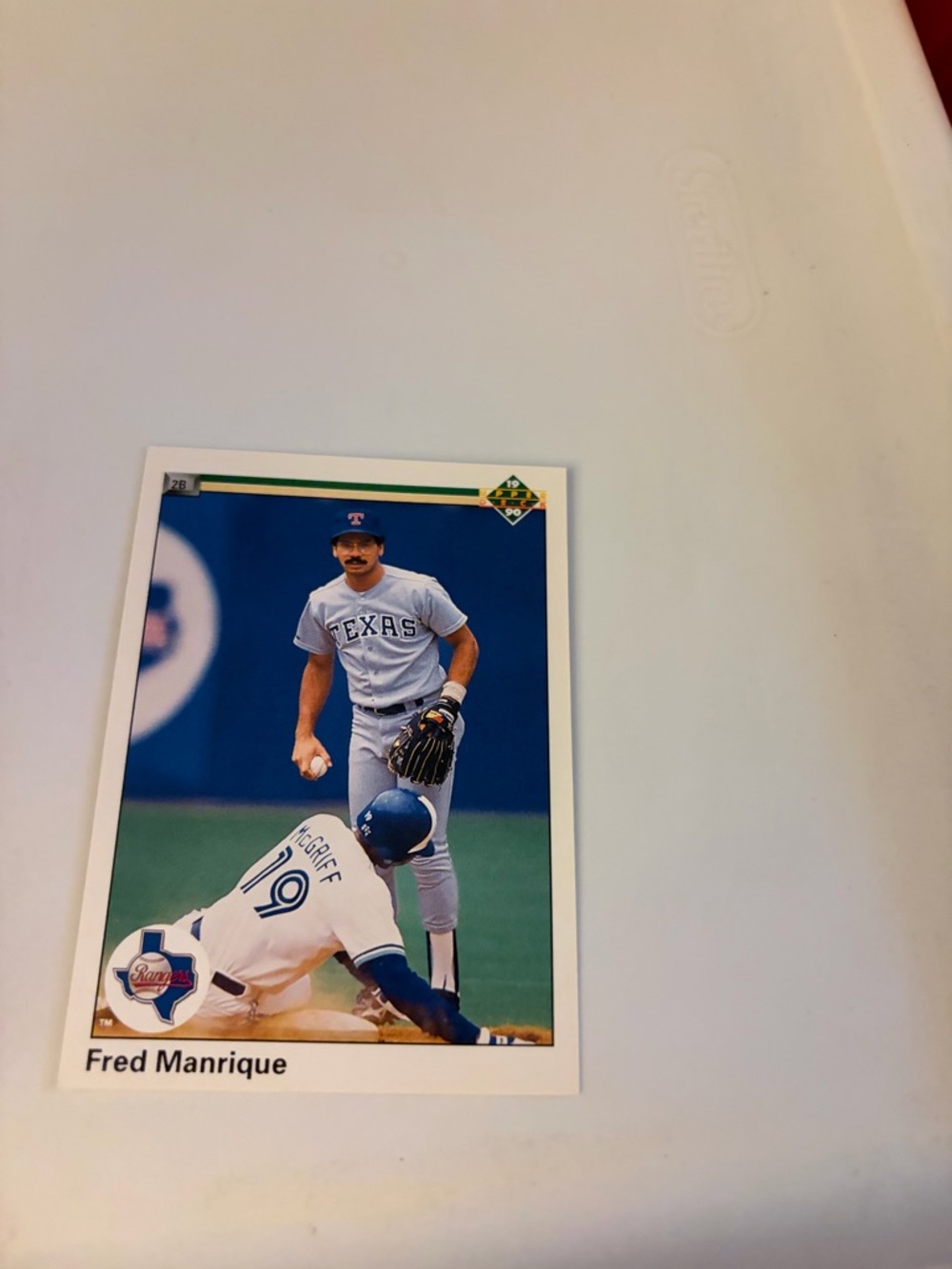 1990 upper deck Fred Manrique rangers baseball card
